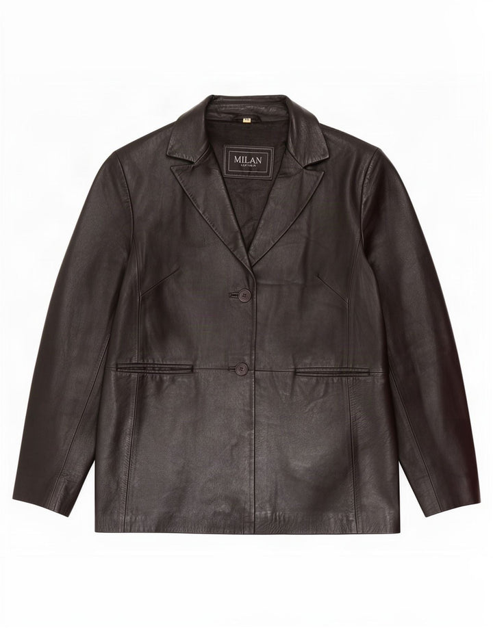 Sacou blazer din piele cu 2 nasturi Milan pentru femei UK 16 mare, negru