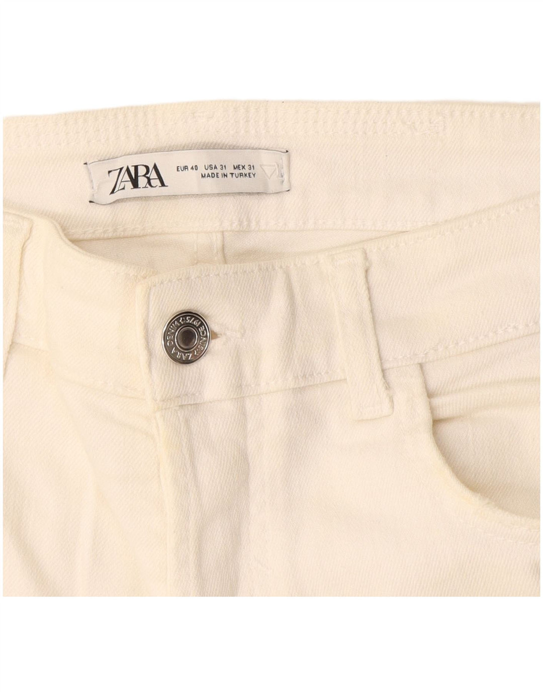 Blugi slim pentru bărbați Zara, învechiți, EU 40 Medium L31 L27 Alb cadru