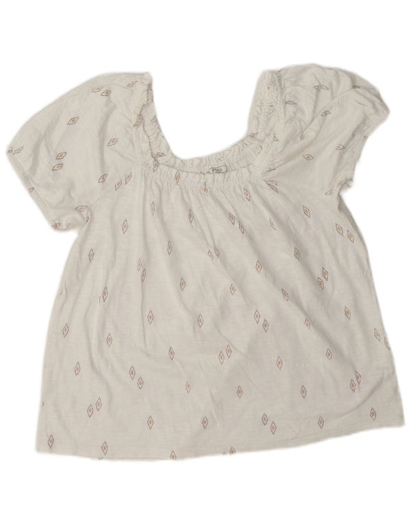 Fat Face pentru femei Crop Bluză supradimensionată Top UK 10 Small White Geometric