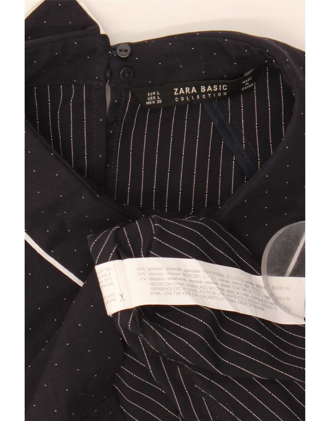 Rochie în formă de A pentru femei Zara UK 14, mare, bleumarin, poliester cu pete