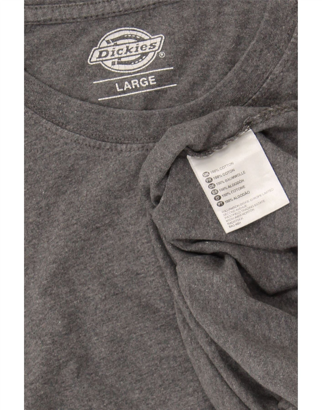 DICKIES Mens T-Shirt Top Large Grey Cotton
