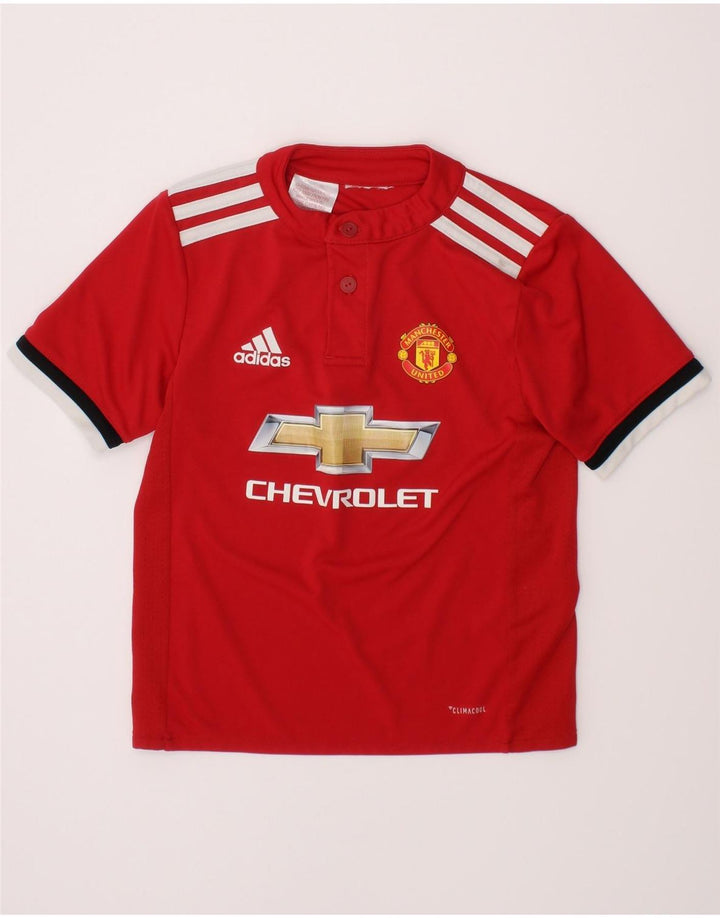 Tricou grafic Adidas pentru băieți Manchester United Top 3-4 ani poliester roșu
