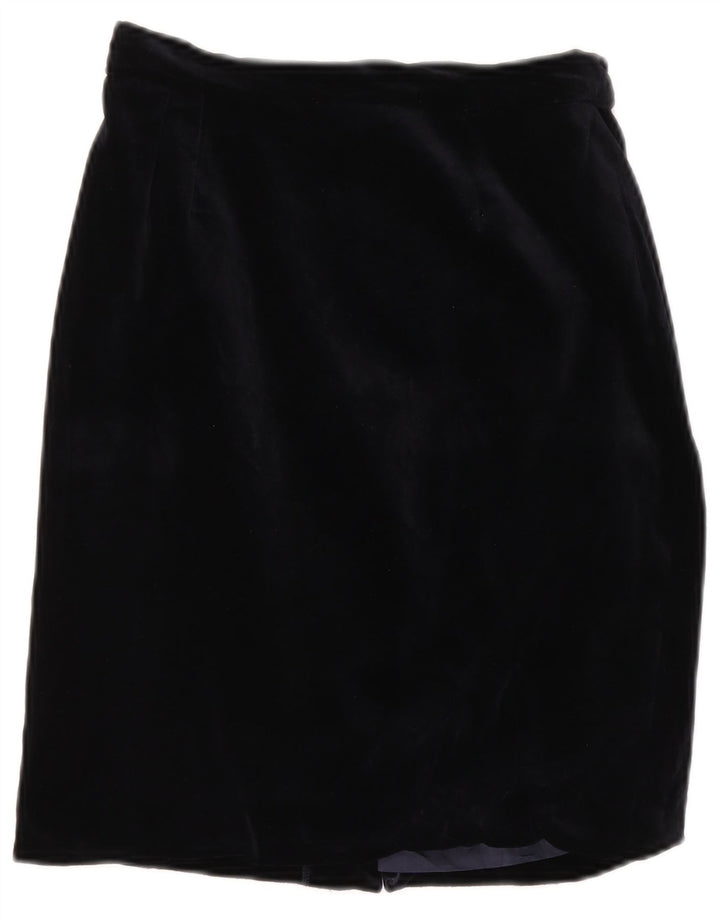 Fusta creion din catifea cu talie înaltă pentru femei VINTAGE IT 42 Medium W26 Bleumarin