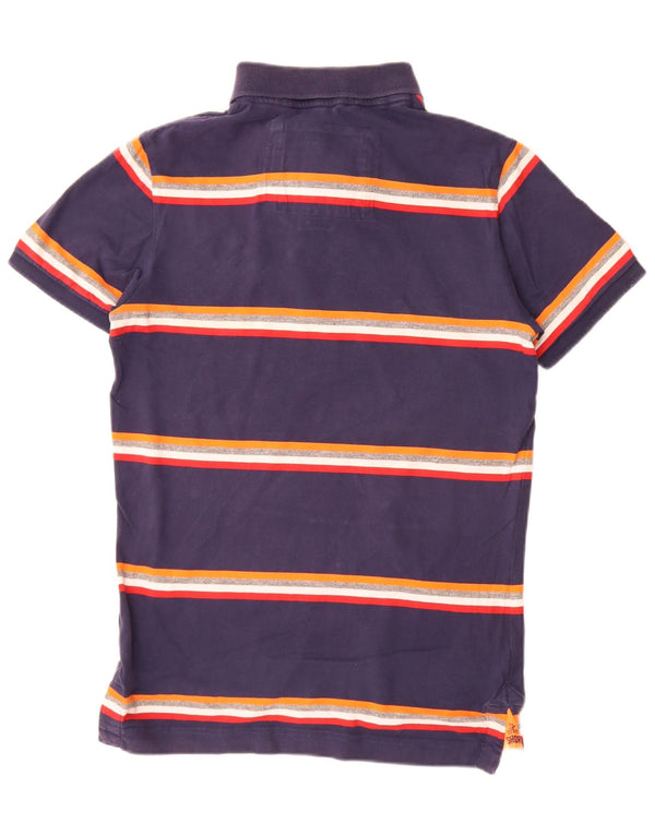 Tricou polo rugby pentru bărbați Superdry, bumbac cu dungi albastru bleumarin mediu