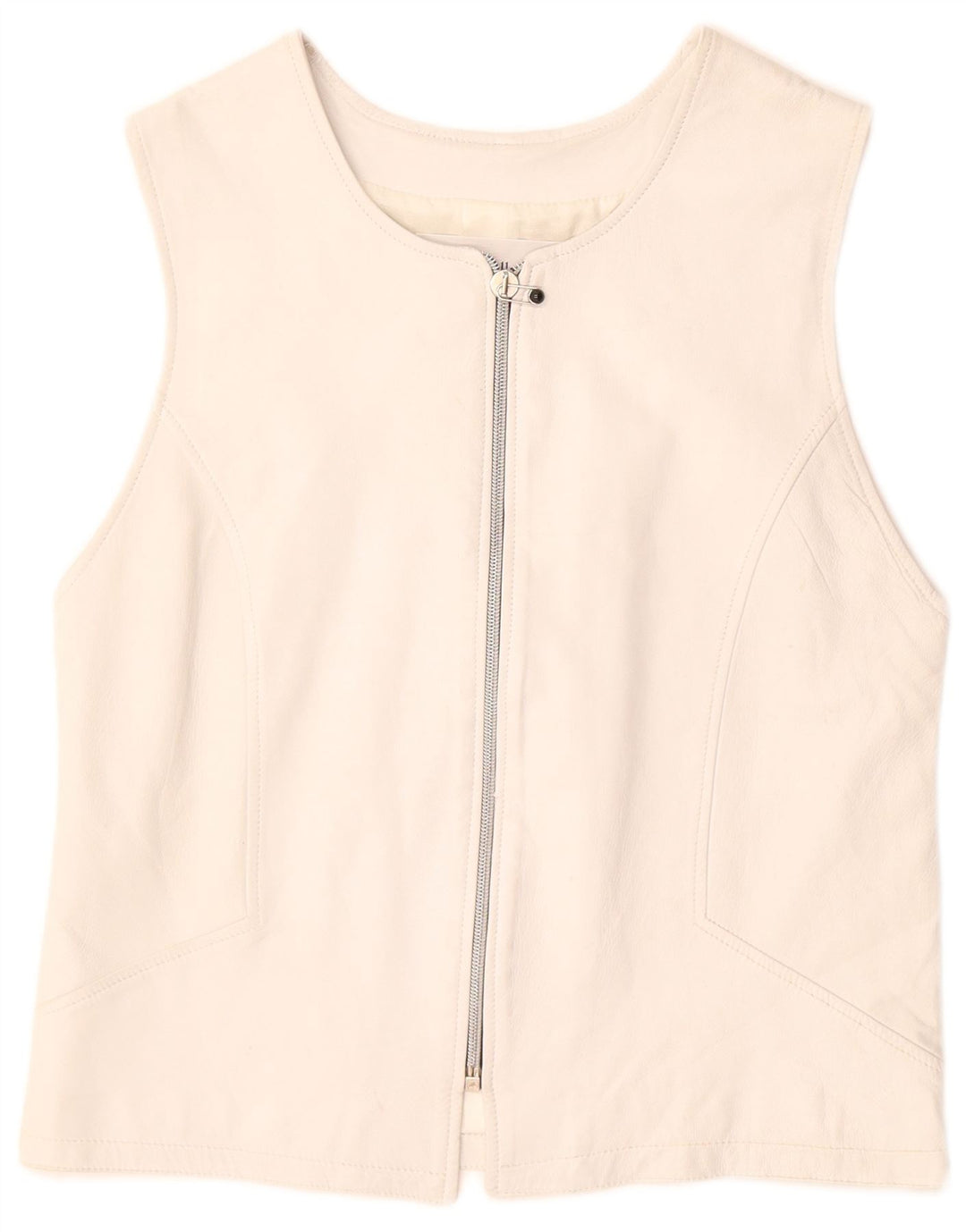 VINTAGE Gilet din piele pentru femei UK 12 Medium White