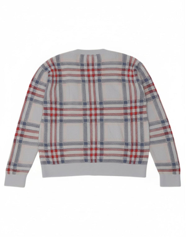 Pulover oversize pentru femei Tommy Hilfiger cu decolteu triplu UK 6 XS Blue Check