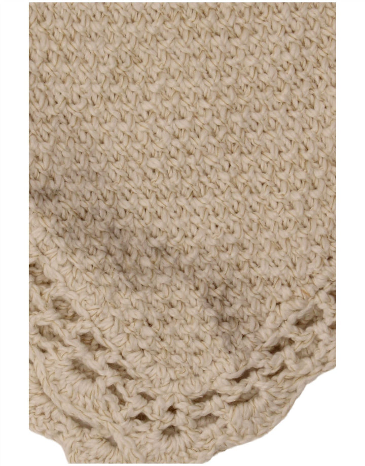 Jumper poncho pentru femei VINTAGE cu gât rulat, mărime unică, din lână albă