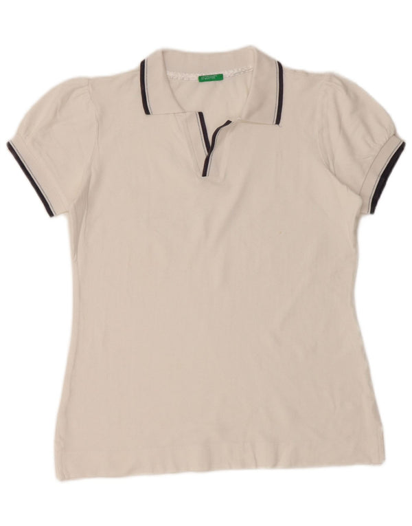 BENETTON Tricou polo pentru femei UK 12 Medium White