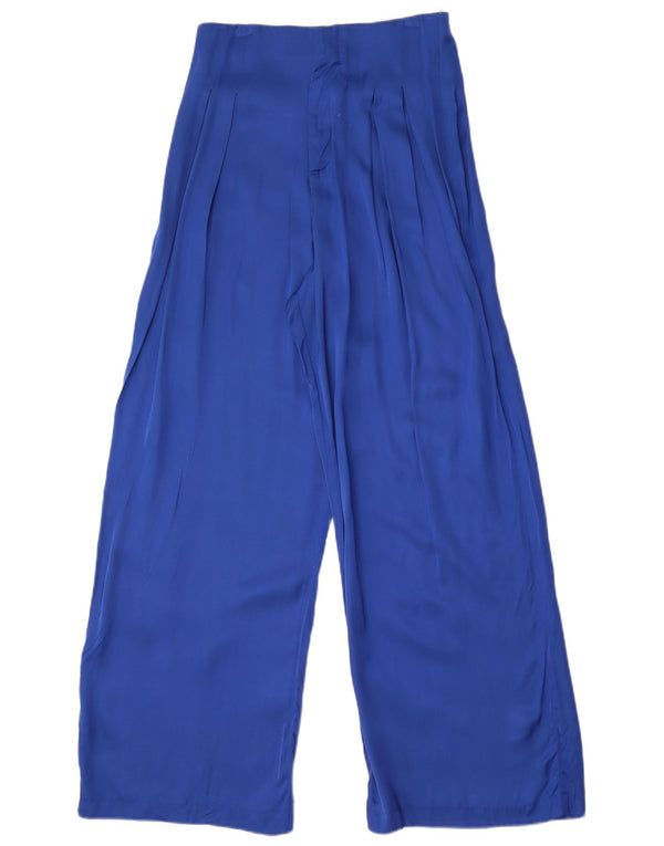 Pantaloni casual pentru femei cu talie înaltă și picioare largi Zara Mediu L28 L30 Albastru