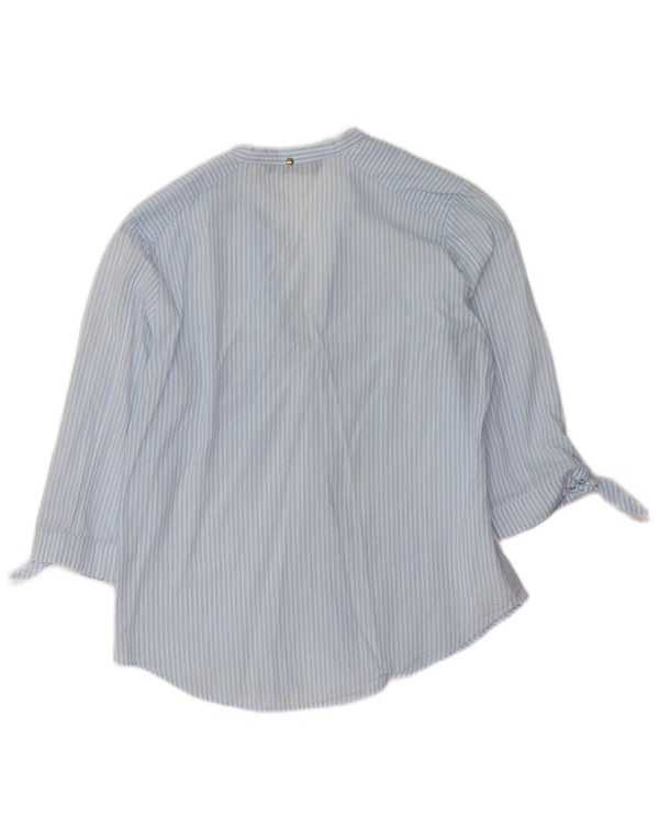 Bluză cămașă cu mâneci 3/4 pentru femei Zara UK 14 Medium Blue Pinstripe