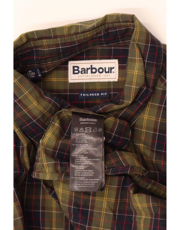 Cămașă pentru bărbați Barbour Tailored Fit, bumbac cu carouri mare, kaki