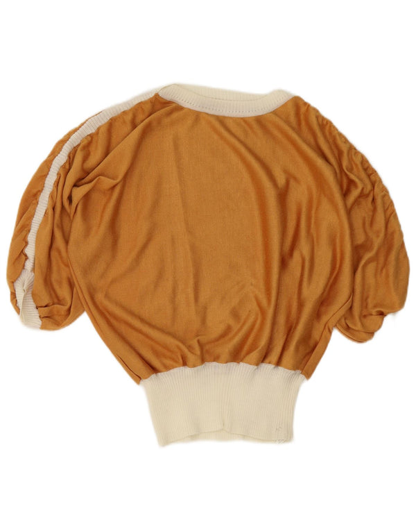 Pulover vintage pentru femei cu mâneci 3/4 cu gât de barcă, UK 18 XL, maro