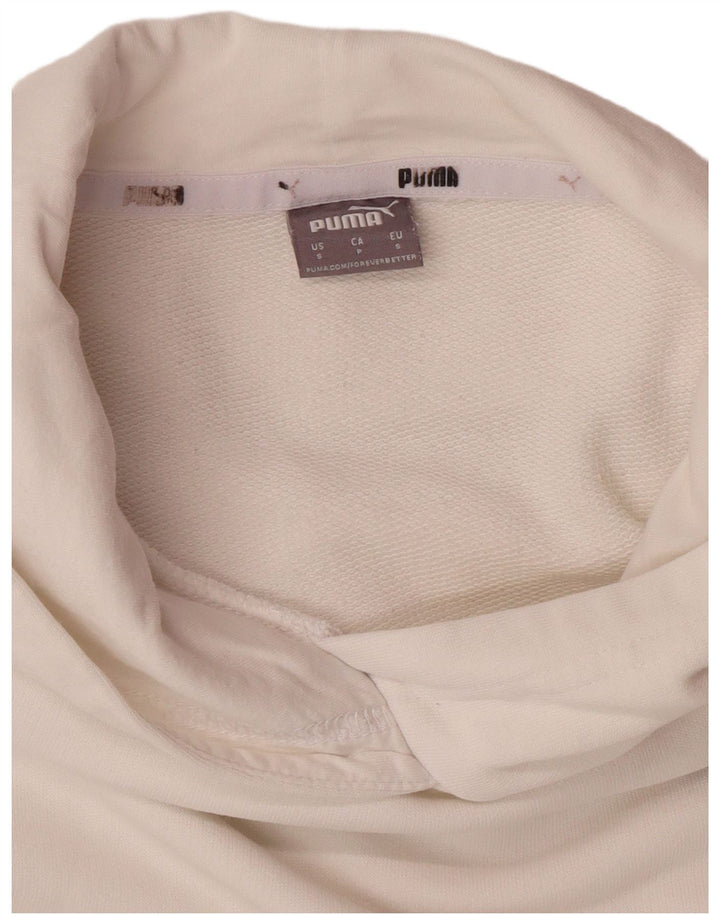 Pulover supradimensionat cu capota cu grafic PUMA pentru femei UK 10 Bumbac alb mic