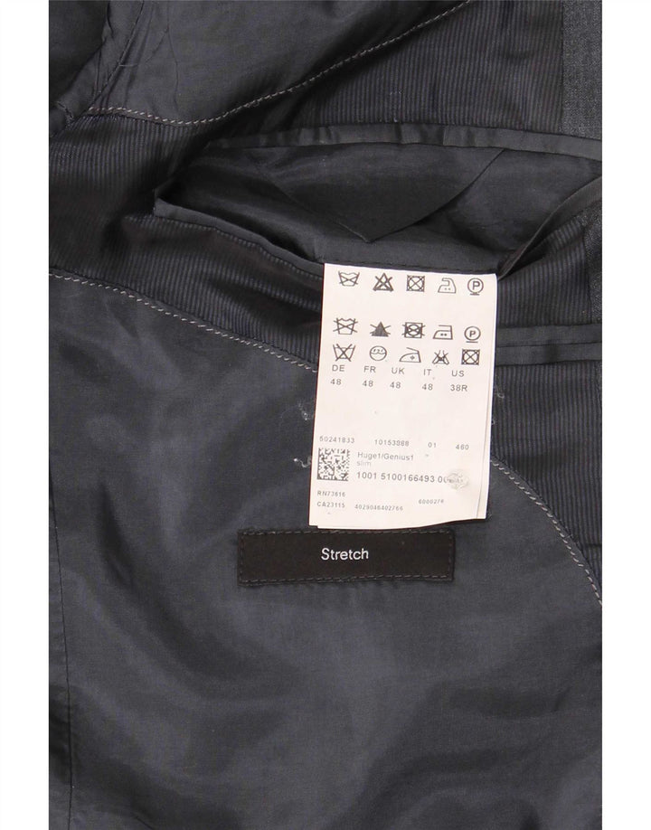 Blazer pentru bărbați Hugo Boss cu 2 nasturi EU 48 Lână medie albastru bleumarin