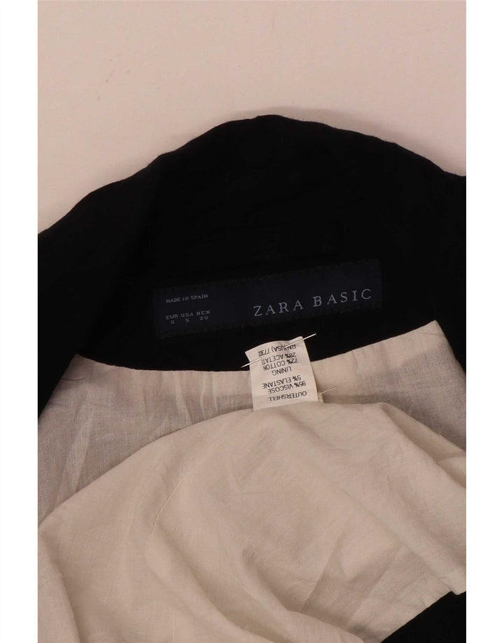 Blazer pentru femei Zara cu 1 nasture, UK 10, mic, negru, viscoză