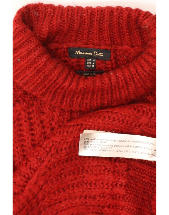 Pulover pentru femei Massimo Dutti cu gât rulat UK 14 Medium Burgundy Acrilic