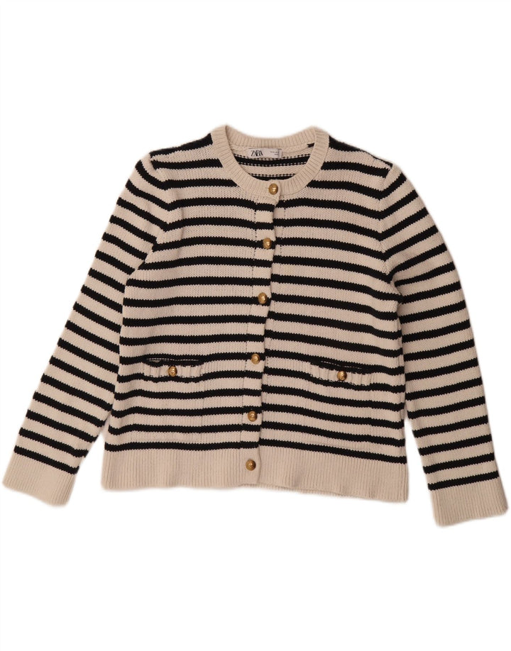 Pulover cardigan supradimensionat pentru femei ZARA UK 14 Medium White Dunge