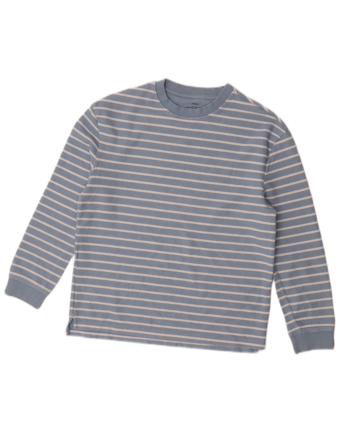 Bluză pentru băieți Marks & Spencer cu mânecă lungă 11-12 ani, bumbac cu dungi albastre