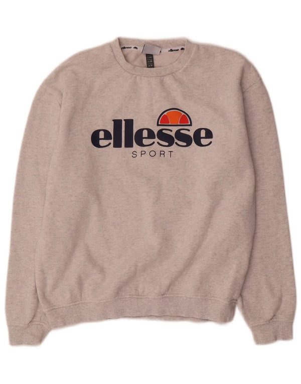 Pulover cu grafic pentru femei Ellesse UK 14, mare, gri bumbac cu pete