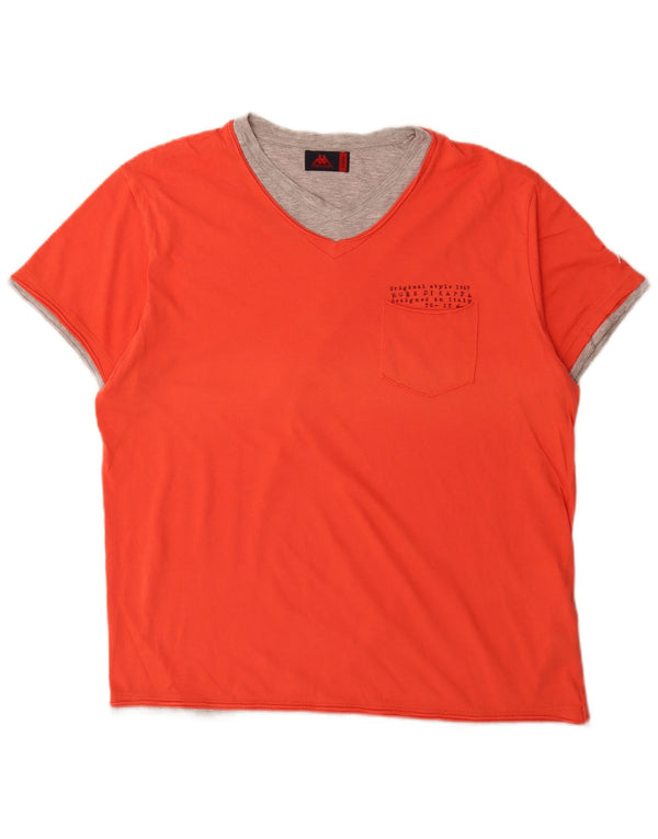 Tricou grafic pentru bărbați Kappa Top XL portocaliu din bumbac color bloc