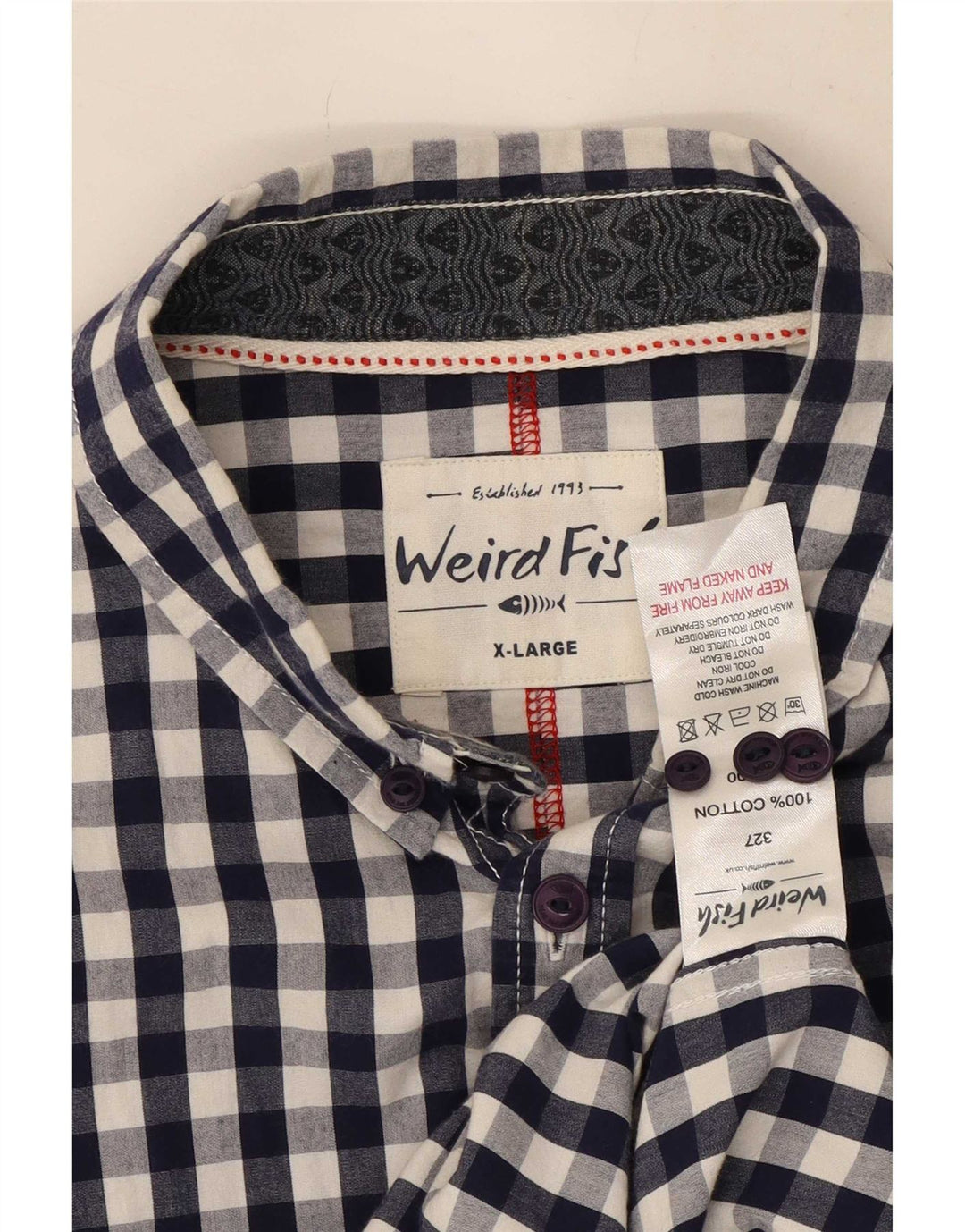 Cămașă pentru bărbați Weird Fish, XL, din bumbac vichy, albastru