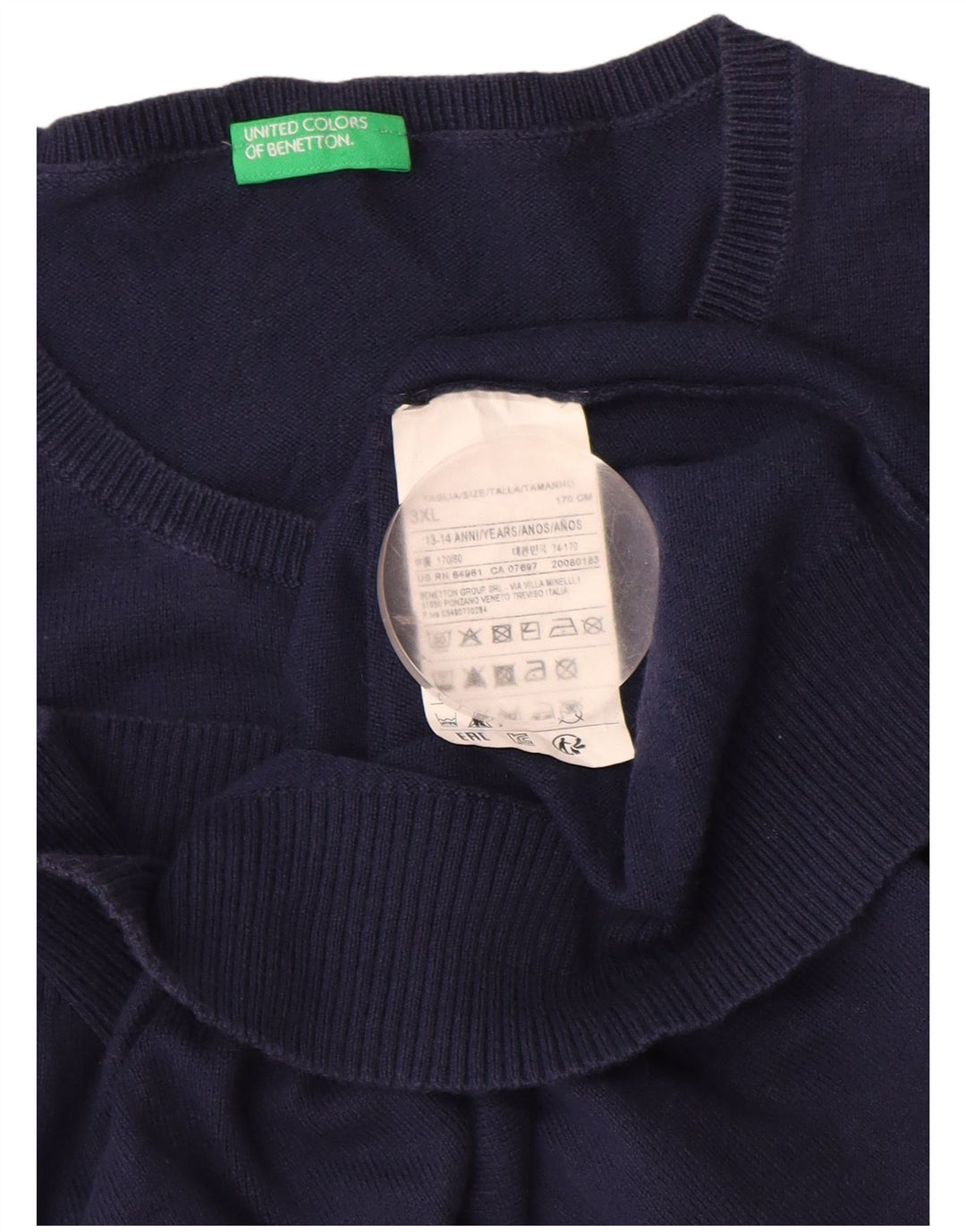 Pulover cardigan pentru fete BENETTON 13-14 ani 3XL bumbac bleumarin