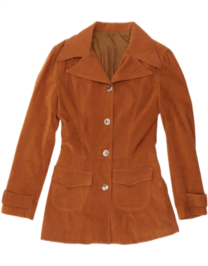 Blazer Vintage pentru femei cu 4 nasturi, UK 10, maro mic