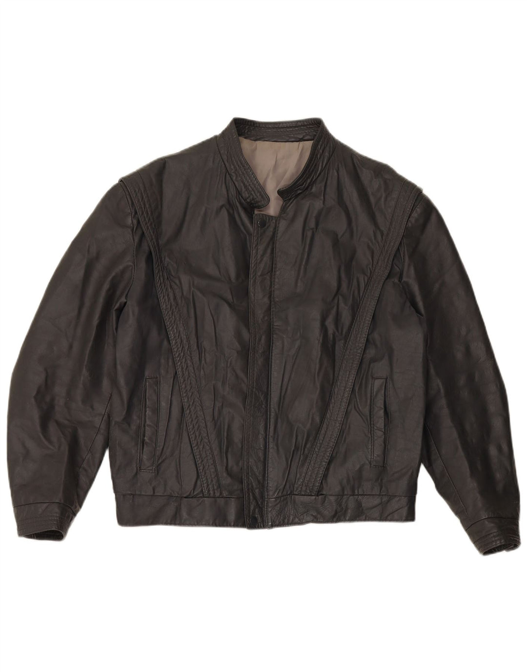 Jachetă de piele pentru bărbați VINTAGE UK 40, mare, gri din piele