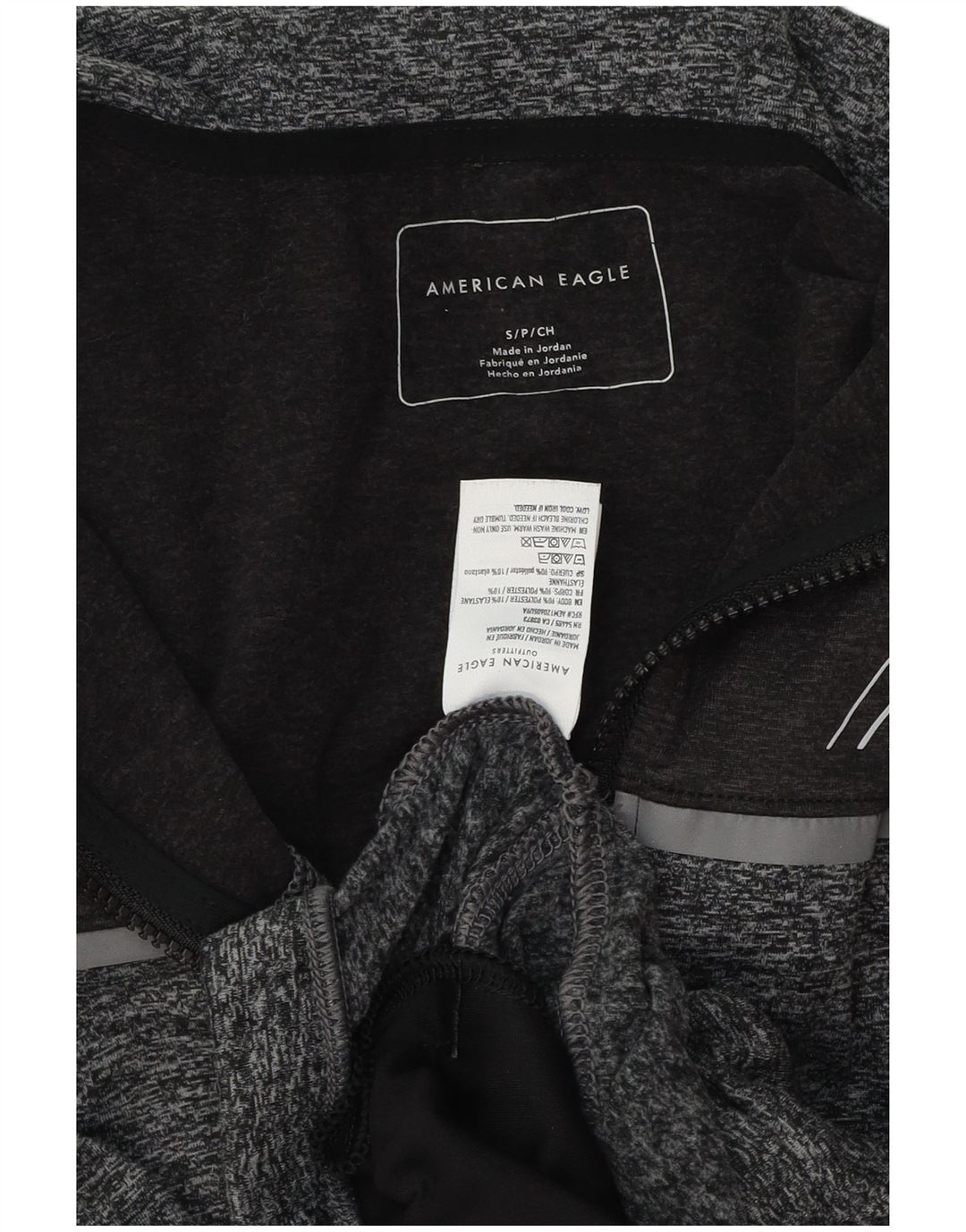 AMERICAN EAGLE Pulover cu capota cu fermoar grafic pentru bărbați, gri mic, cu pete