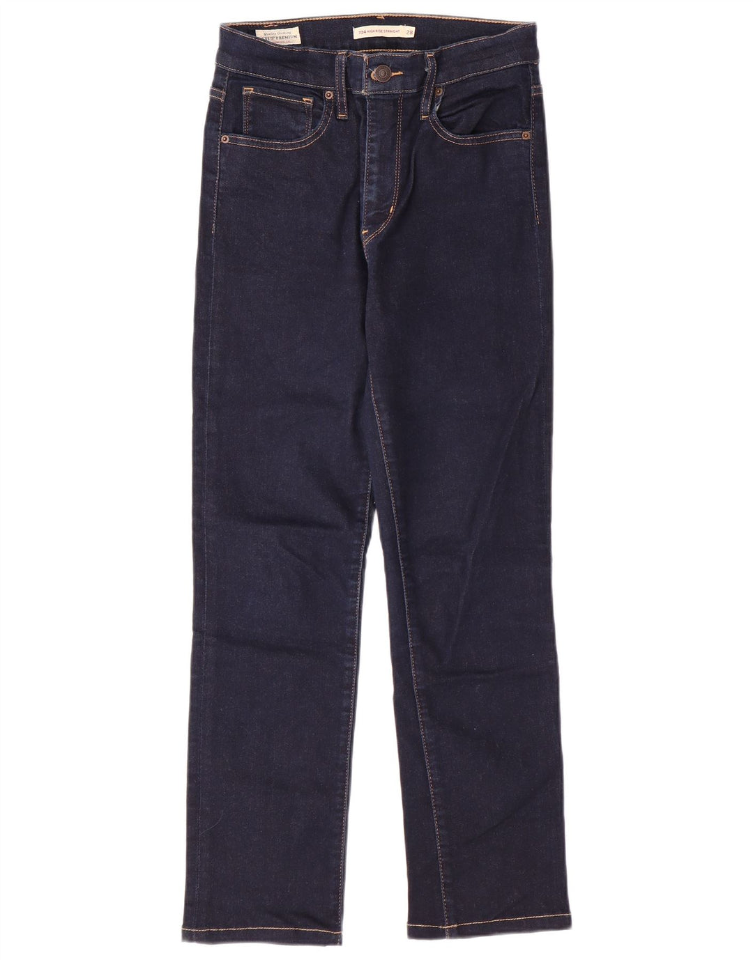 Blugi drepti cu talie înaltă pentru femei LEVI'S 724 W28 L26 bumbac bleumarin