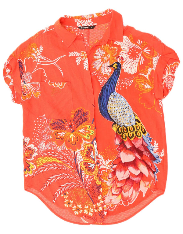 Bluză cămașă cu mânecă scurtă pentru femei DESIGUAL UK 14 Roz mediu Floral