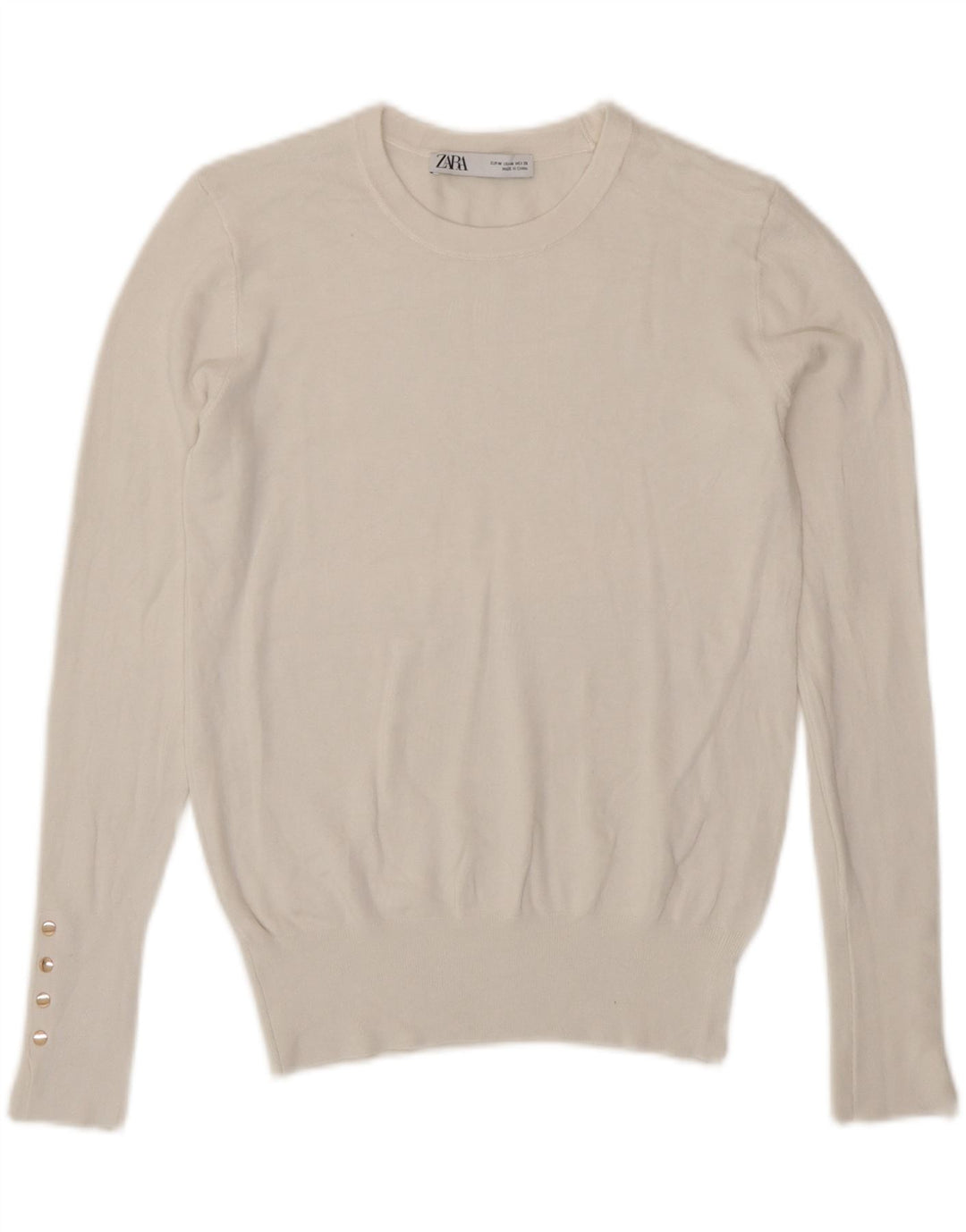 Pulover pentru damă Zara, cu gât turnut, alb mediu, UK 12