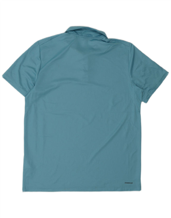 Tricou polo Adidas Aeroready pentru bărbați, poliester albastru mediu