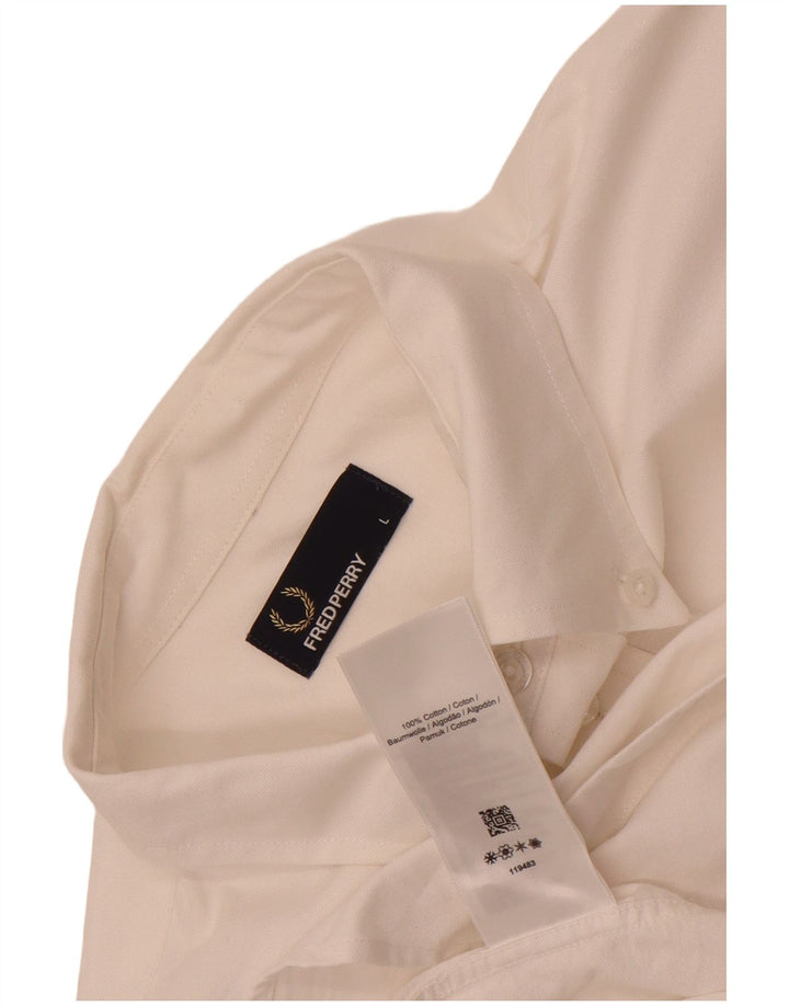 Cămașă Fred Perry pentru bărbați, mare, alb, bumbac