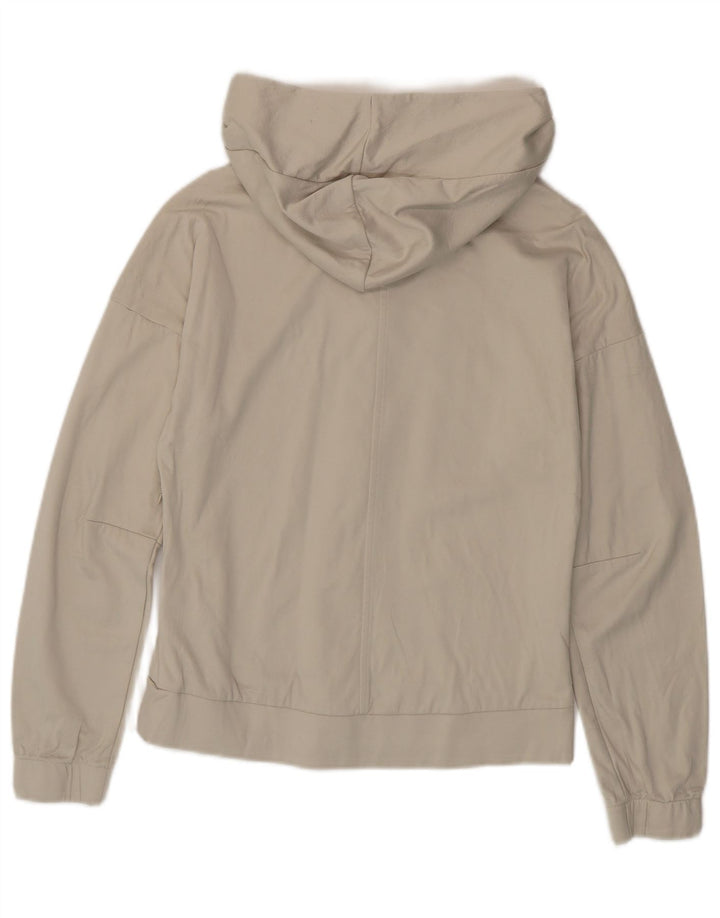 Pulover ADIDAS pentru femei, cu fermoar, UK 8/10, poliester alb mic