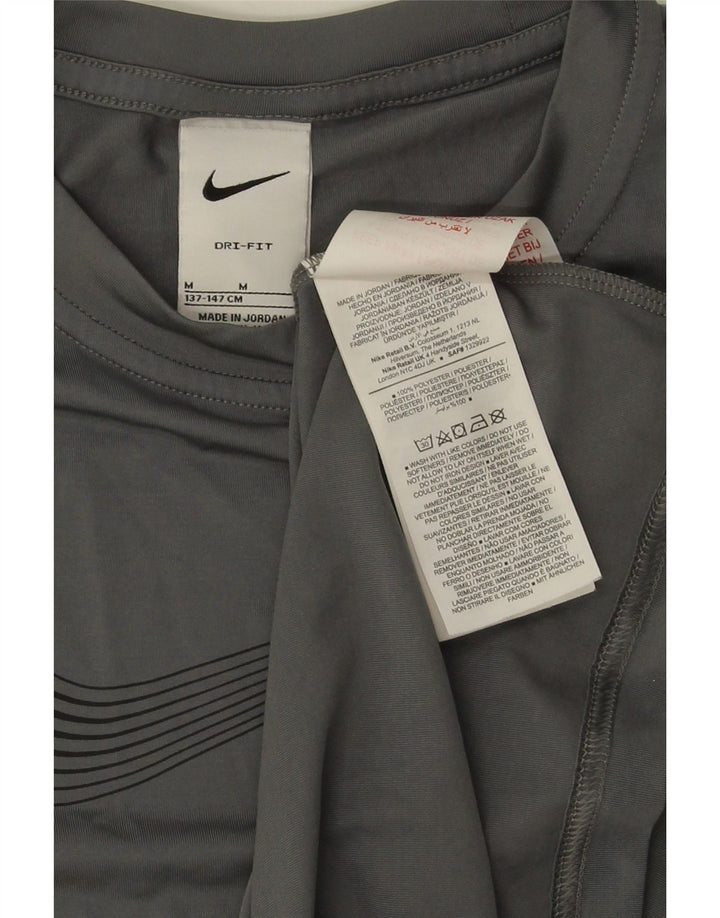 Tricou grafic Nike Dri Fit pentru băieți Top 10-11 ani Poliester gri mediu