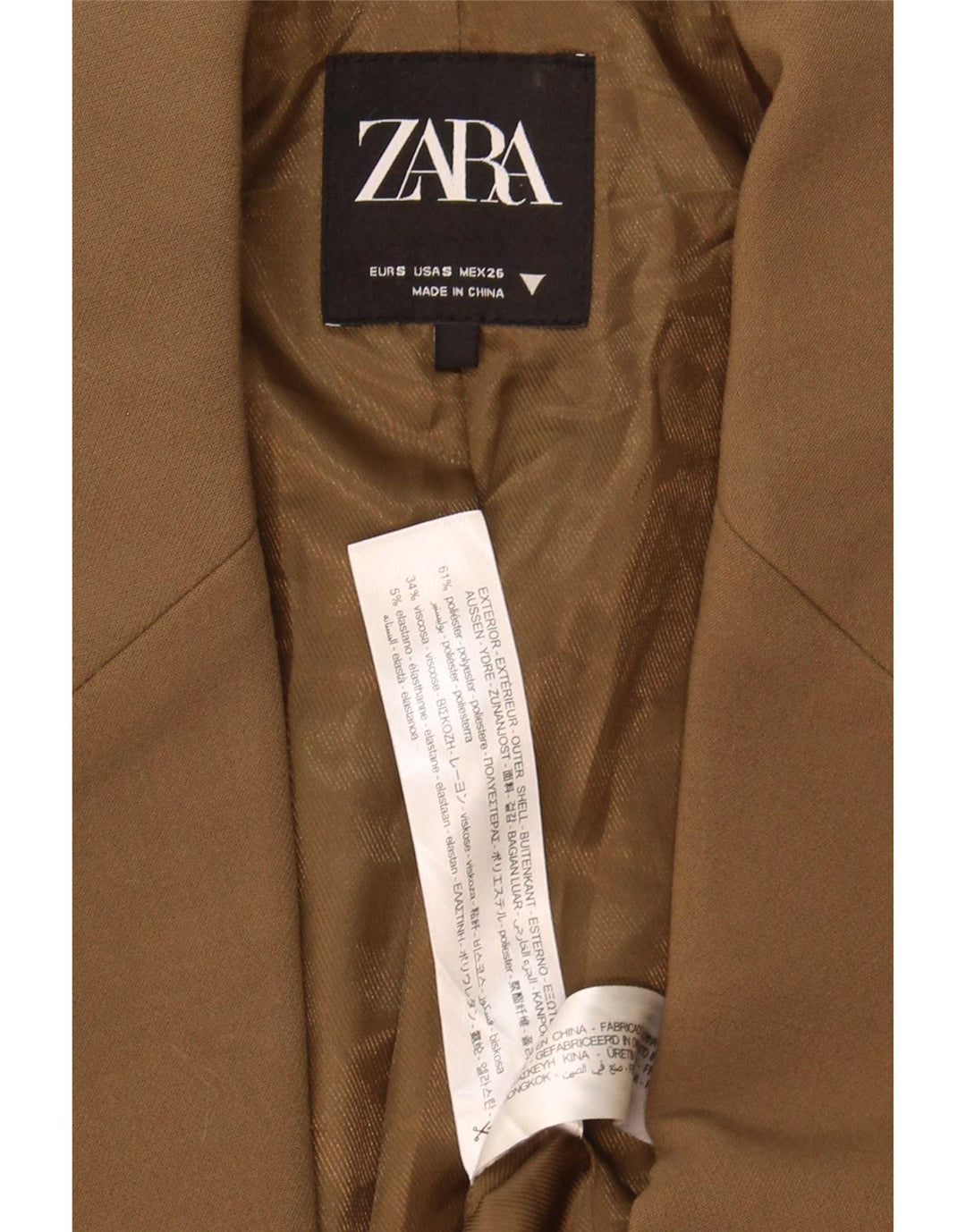 Blazer supradimensionat cu 2 nasturi Zara pentru femei UK 10 Poliester maro mic