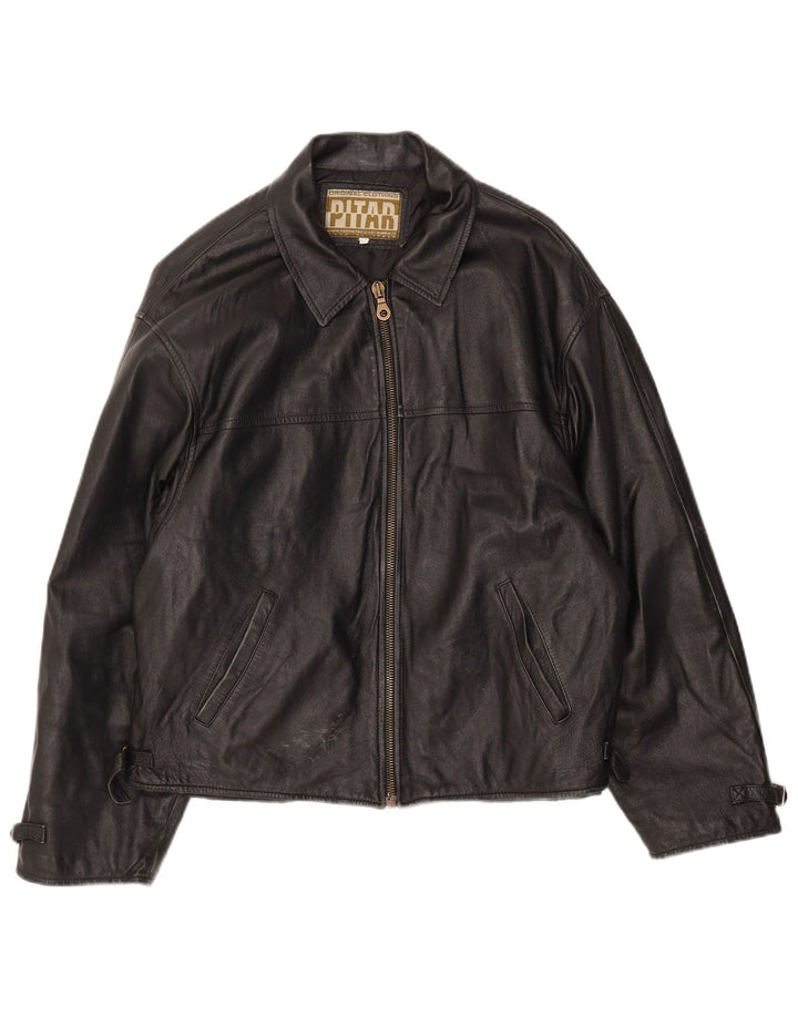 Geacă din piele vintage pentru bărbați IT 52 XL din piele neagră
