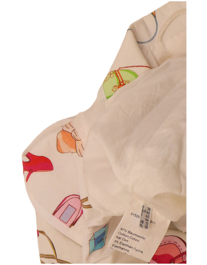 Blazer vintage pentru femei cu model abstract, UK 12, bumbac alb mediu