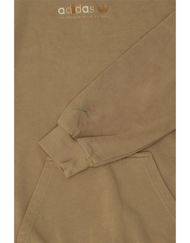 ADIDAS Mens Hoodie Jumper Medium Beige Cotton Vintage Adidas and Second-Hand Adidas from Messina Hembry 