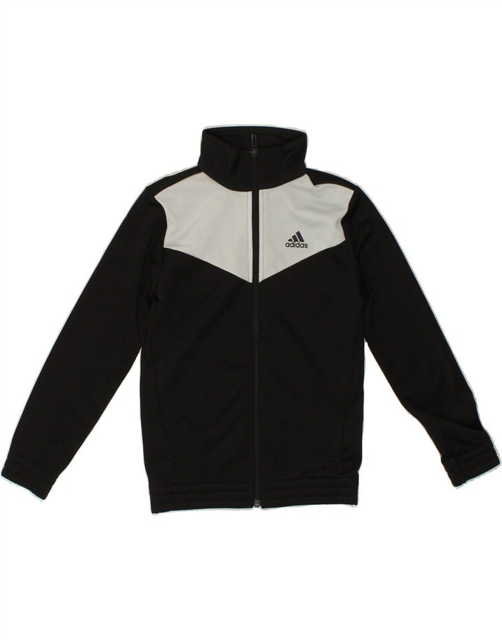 ADIDAS Boys Tracksuit Top Jacket 7-8 Years Black Colourblock Polyester Vintage Adidas and Second-Hand Adidas from Messina Hembry 