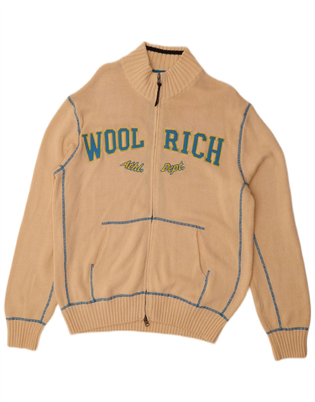 WOOLRICH Pulover cardigan grafic pentru bărbați XL bumbac bej