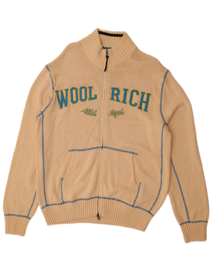 WOOLRICH Pulover cardigan grafic pentru bărbați XL bumbac bej