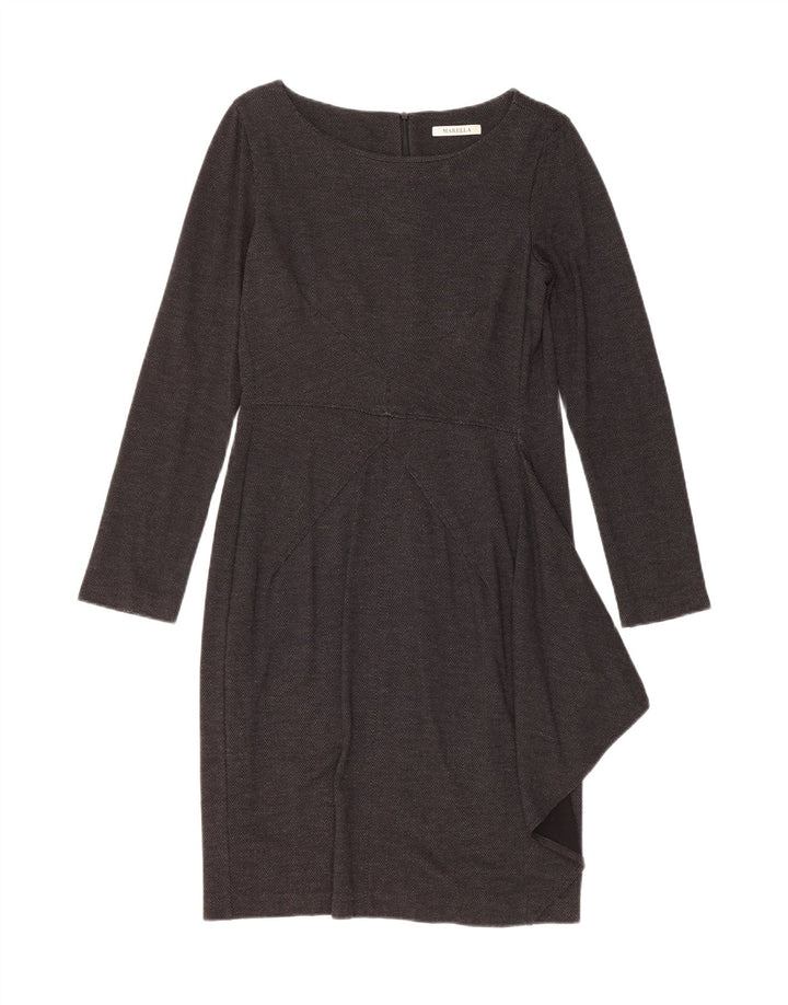 Rochie teacă cu mânecă lungă pentru femei Marella UK 12 Medium Gris Herringbone