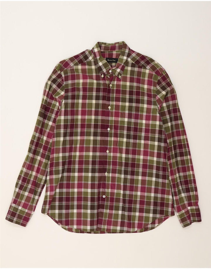 MASSIMO DUTTI Mens Tall Shirt XL Green Check Cotton Vintage Massimo Dutti and Second-Hand Massimo Dutti from Messina Hembry 