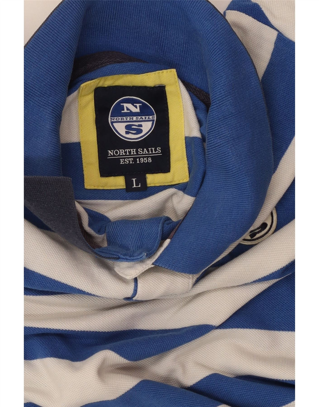 NORTH SAILS Tricou polo rugby pentru bărbați, bumbac cu dungi albastre mari