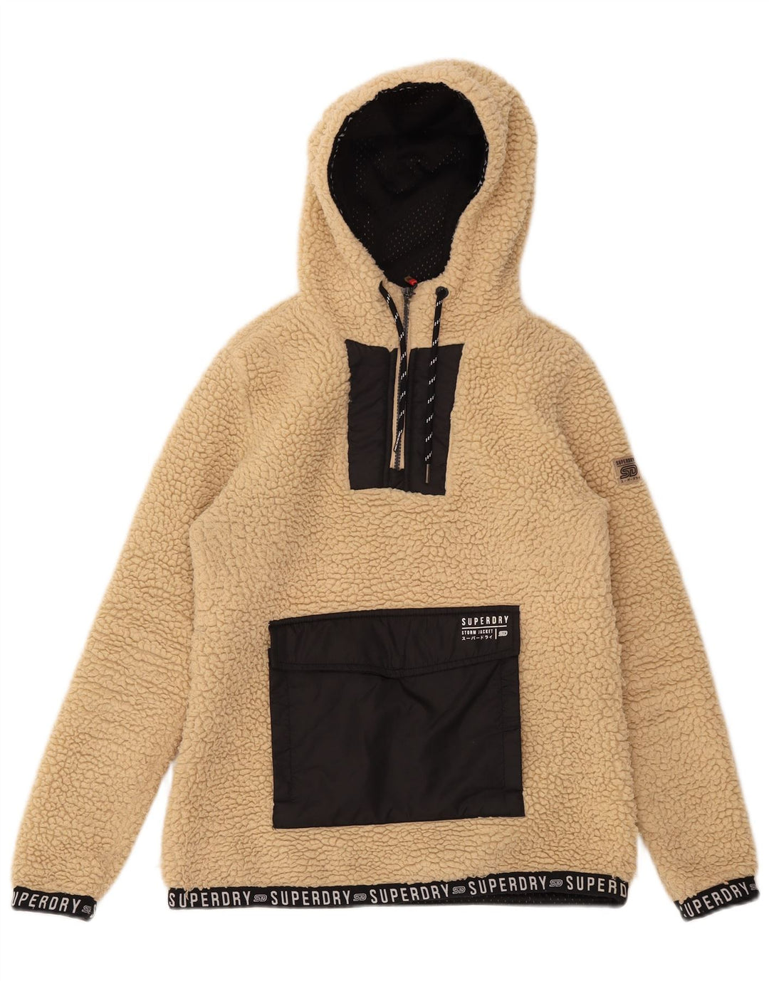 Pulover supradimensionat pentru femei Superdry Graphic Fleece UK 8 Small Bej