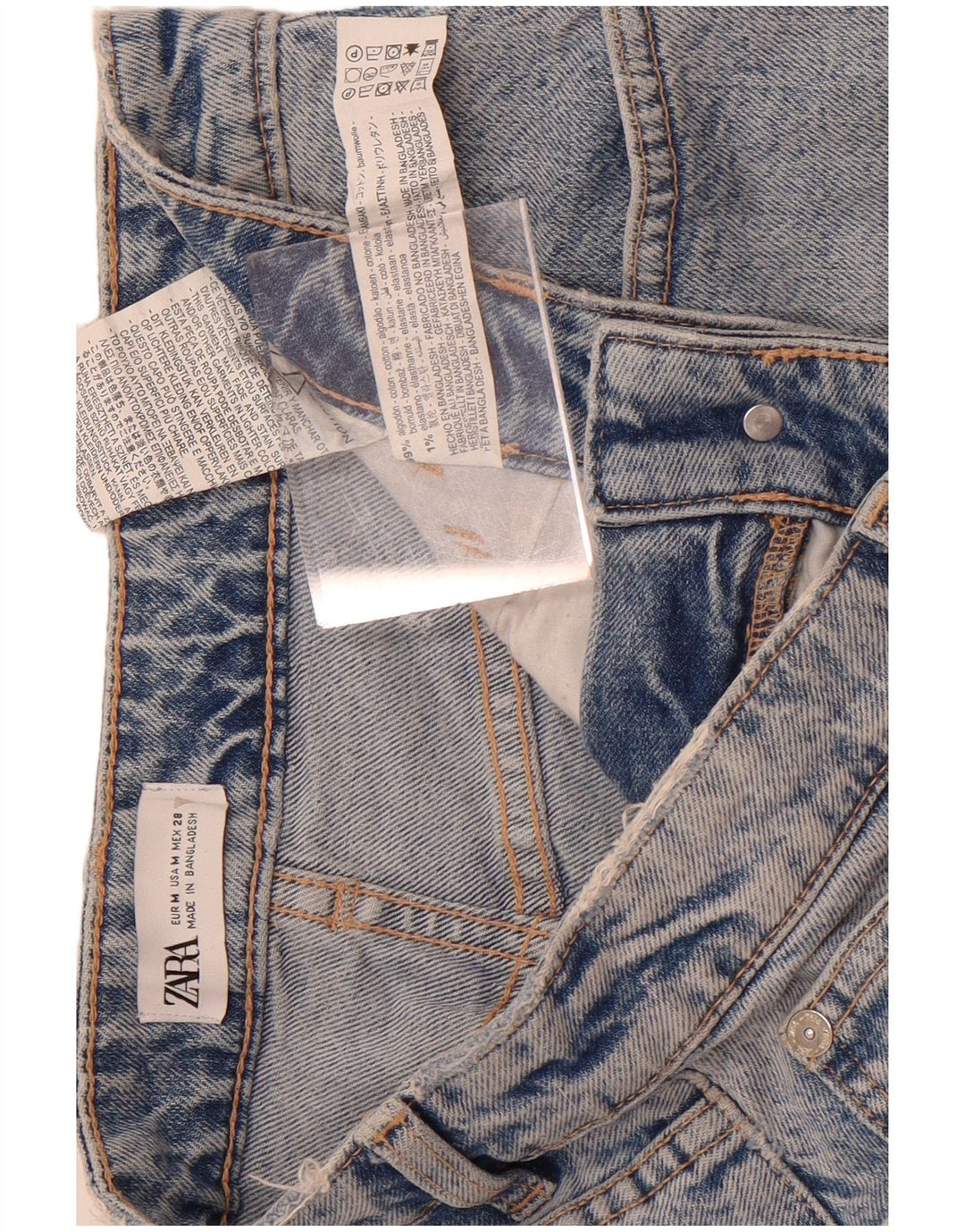 Fusta de blugi pentru femei Zara Medium W28 Bumbac Albastru