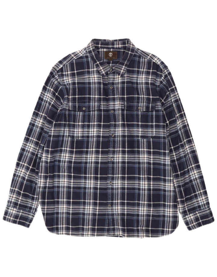 Cămașă de flanel pentru bărbați TIMBERLAND Regular Fit, 3XL, bumbac cu carouri bleumarin