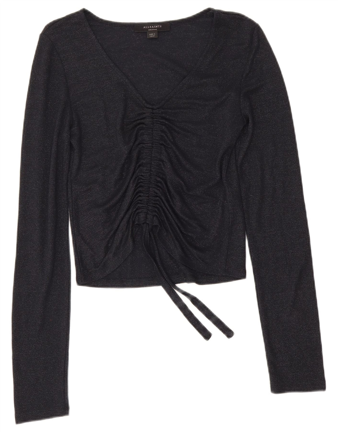 Crop Top pentru femei All Saints cu mânecă lungă UK 12 Medium Bleumarin Viscoză